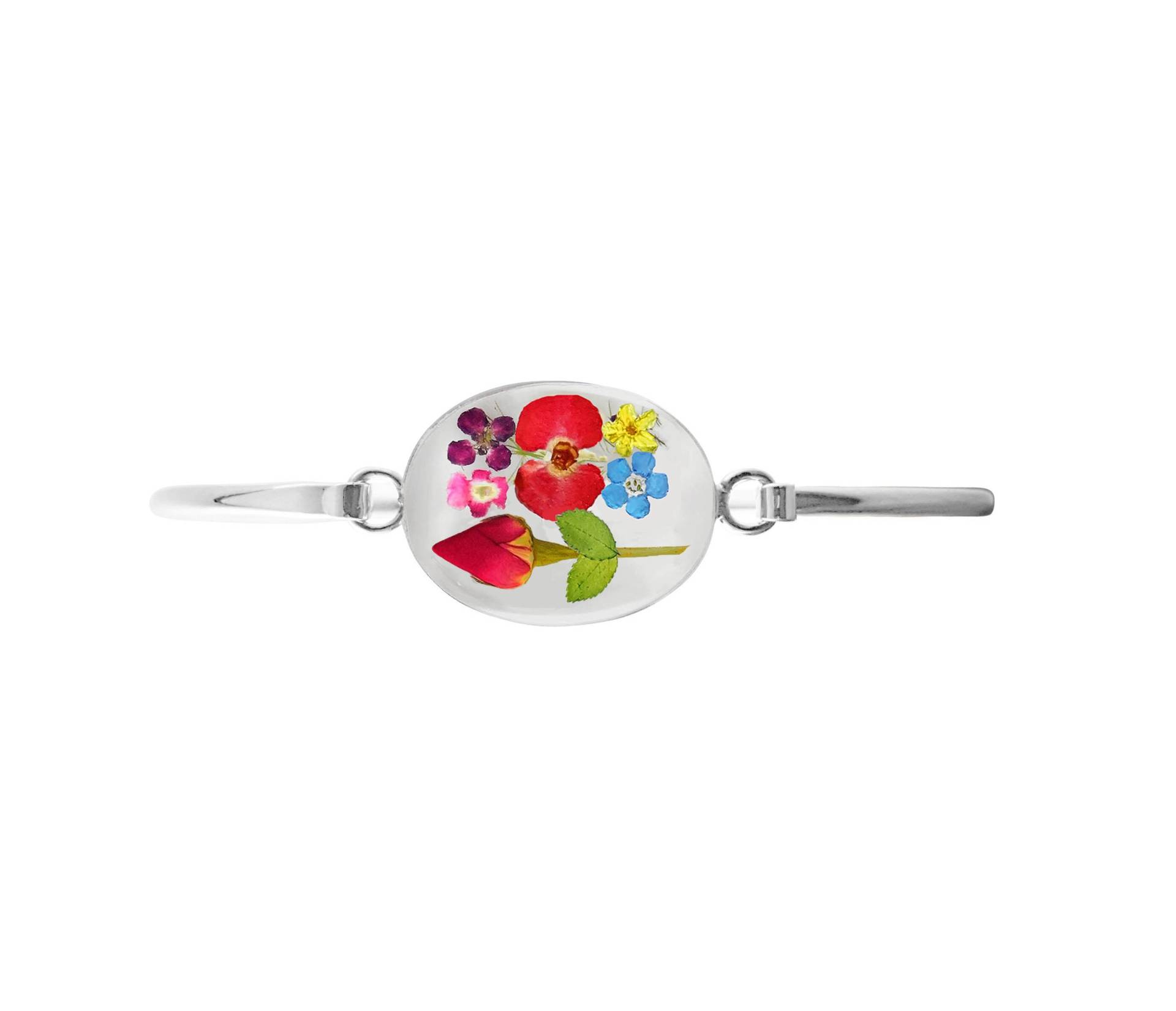 Rose & Mixed Blumen Armband, Mittel Oval, Transparent Rose & Mixed Blumen Armband, Mittel Oval, Transparent von flowersjewelrystudio