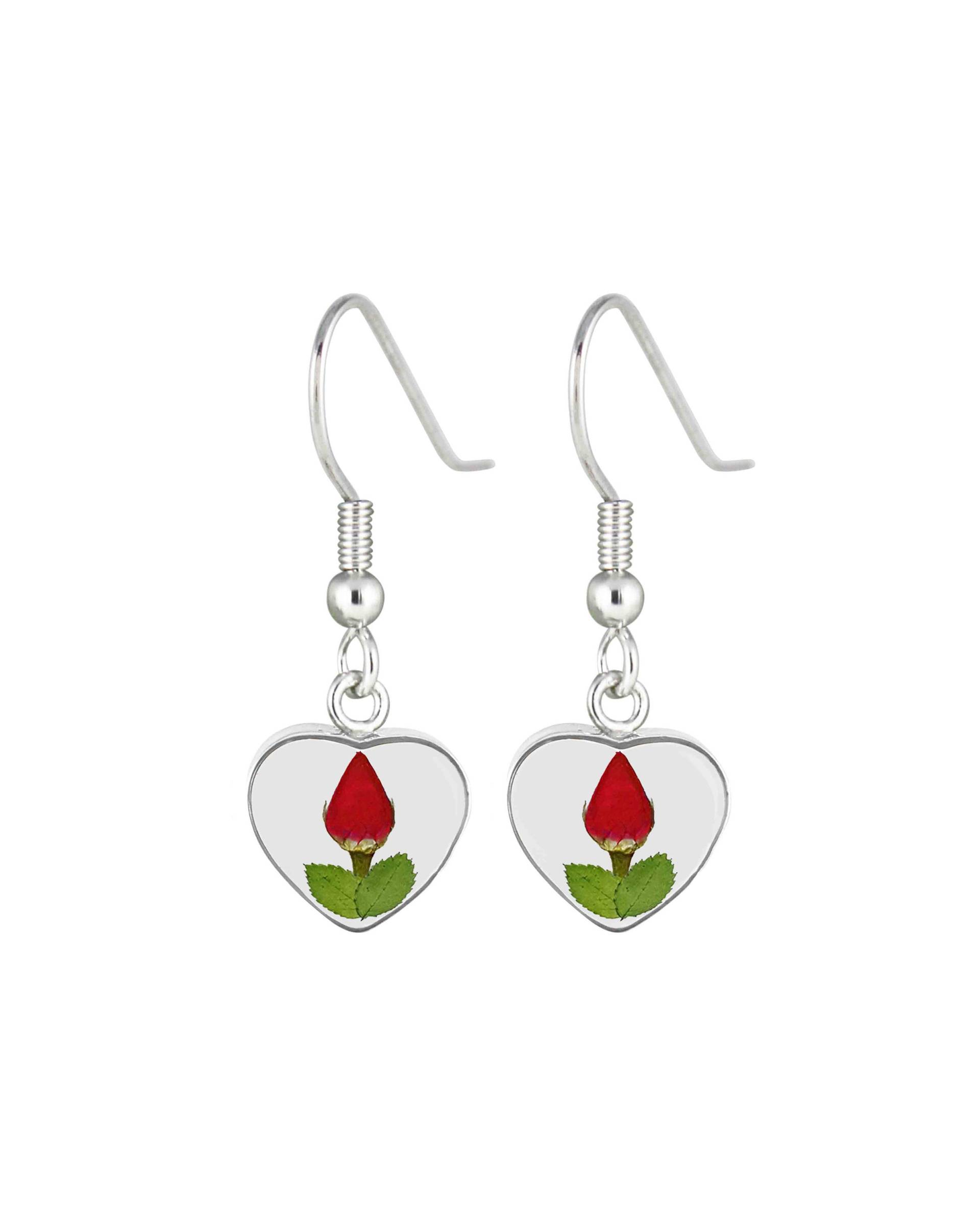 Rosen Ohrringe, Hängende Herzen, Transparent Rosen Ohrringe, Hängende Herzen, Transparent von flowersjewelrystudio