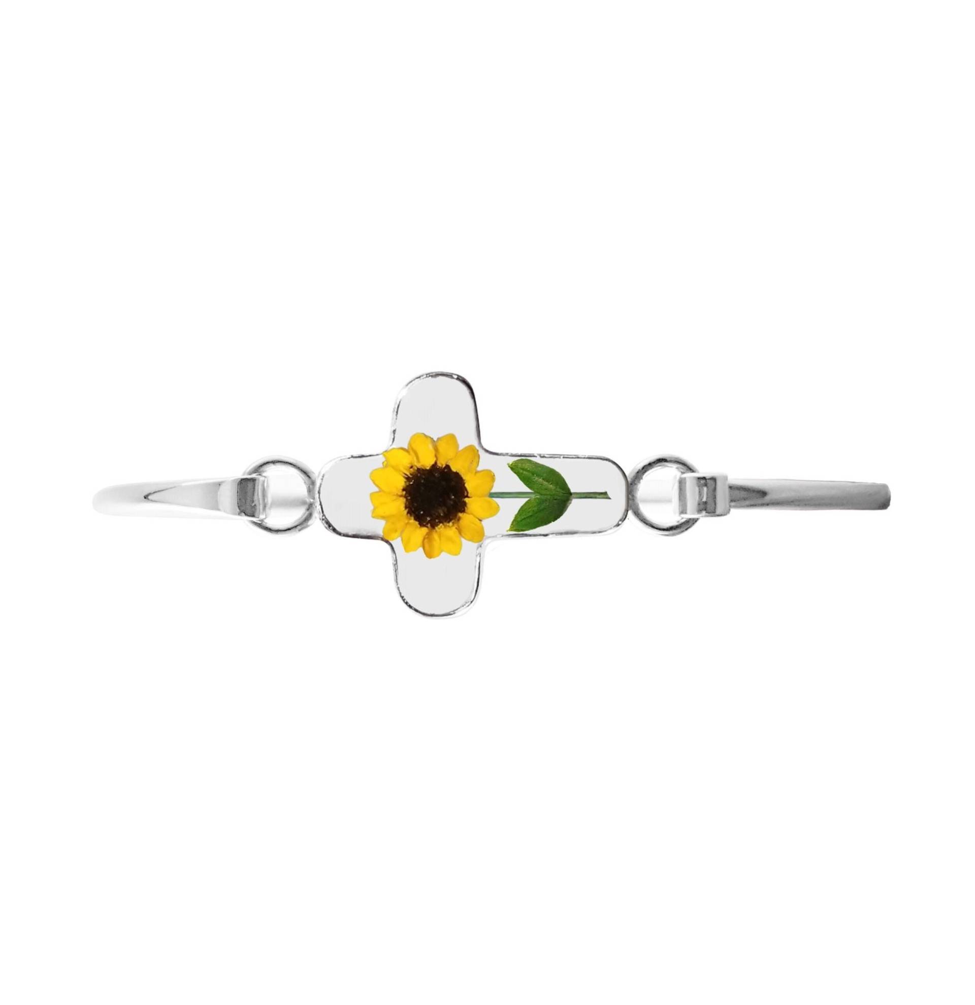 Sonnenblume Armband, Kleines Kreuz, Transparent Sonnenblume Armband, Kleines Kreuz, Transparent von flowersjewelrystudio