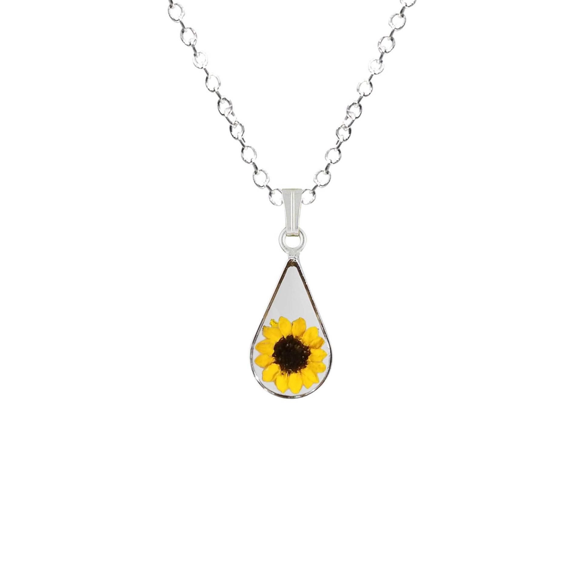 Sonnenblume Halskette, Kleine Träne, Transparent Sonnenblume Halskette, Kleine Träne, Transparent von flowersjewelrystudio