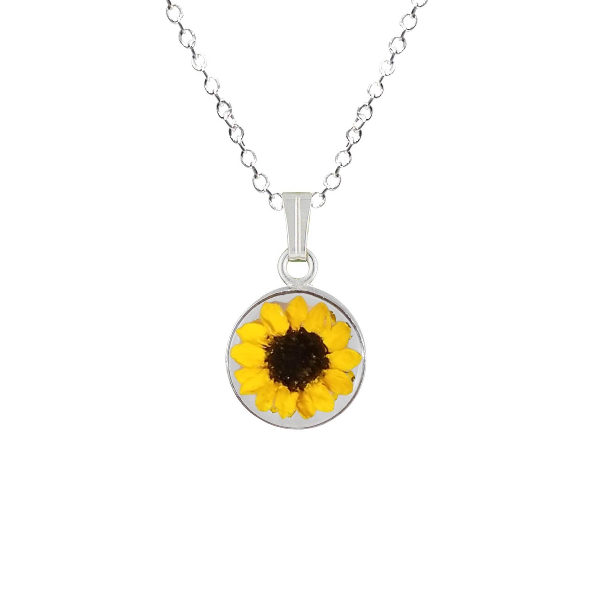 Sonnenblume Halskette, Kleiner Kreis, Transparent Sonnenblume Halskette, Kleiner Kreis, Transparent von flowersjewelrystudio