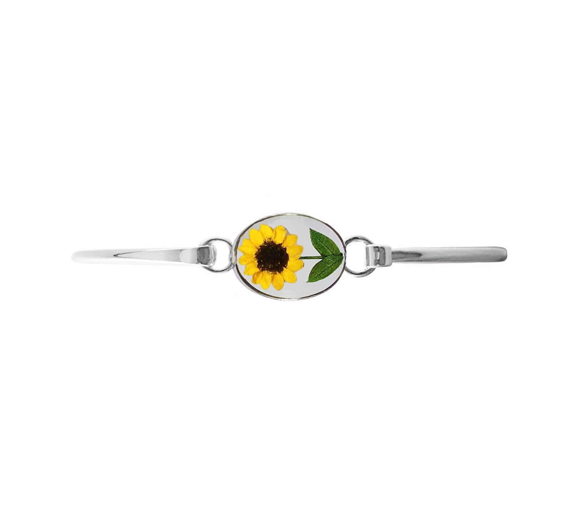 Sonnenblume Kleines Oval Armband, Transparent Sonnenblume Kleines Oval Armband, Transparent von flowersjewelrystudio
