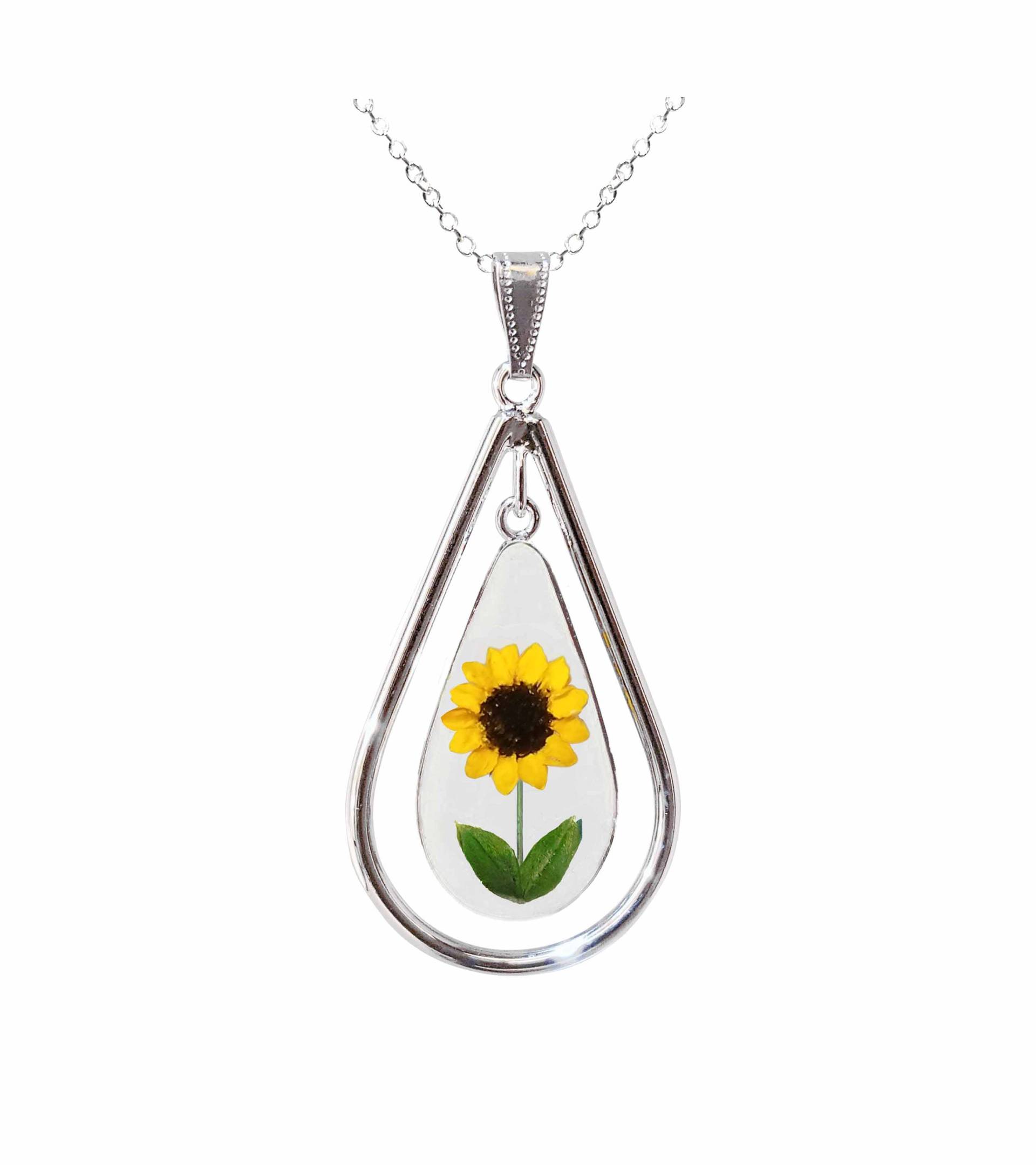 Sonnenblume X-Large Tropfenmedaillon, Transparent Sonnenblume X-Large Tropfenmedaillon, Transparent von flowersjewelrystudio
