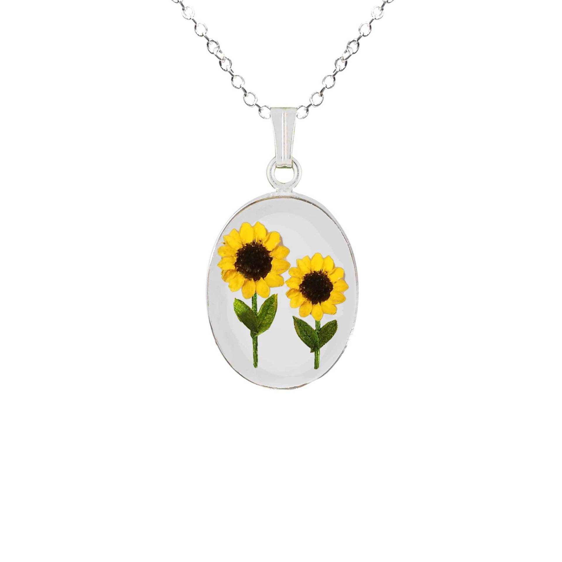Sonnenblumen Halskette, Mittelgroß Oval, Transparent Sonnenblumen Halskette, Mittelgroß Oval, Transparent von flowersjewelrystudio