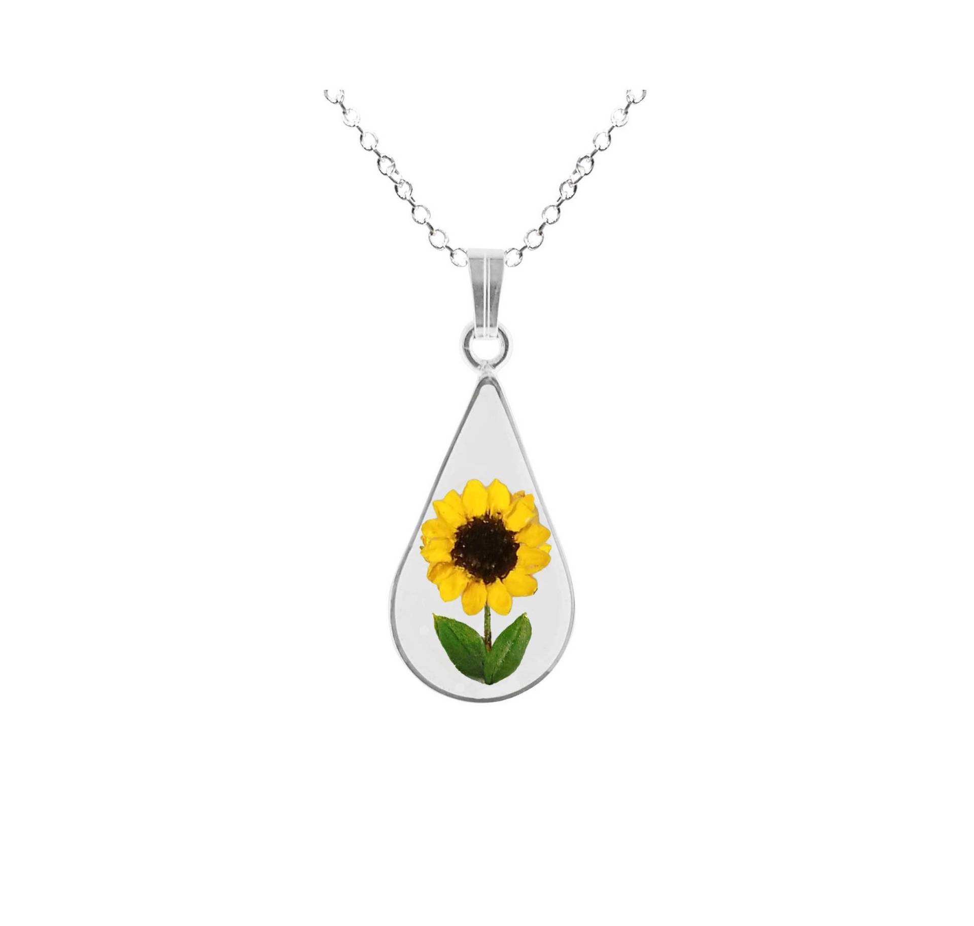 Sonnenblumen-Halskette, Mittlerer Tropfen, Transparent Sonnenblumen-Halskette, Mittlerer Tropfen, Transparent von flowersjewelrystudio
