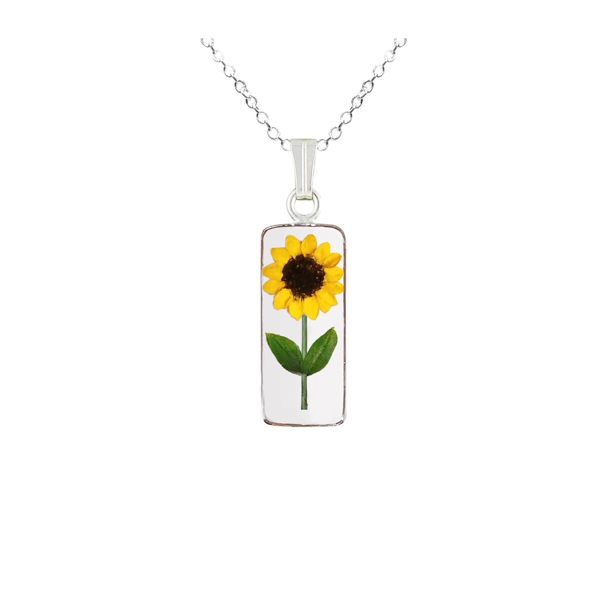 Sonnenblumen-Halskette, Mittleres Rechteck, Transparent Sonnenblumen-Halskette, Mittleres Rechteck, Transparent von flowersjewelrystudio