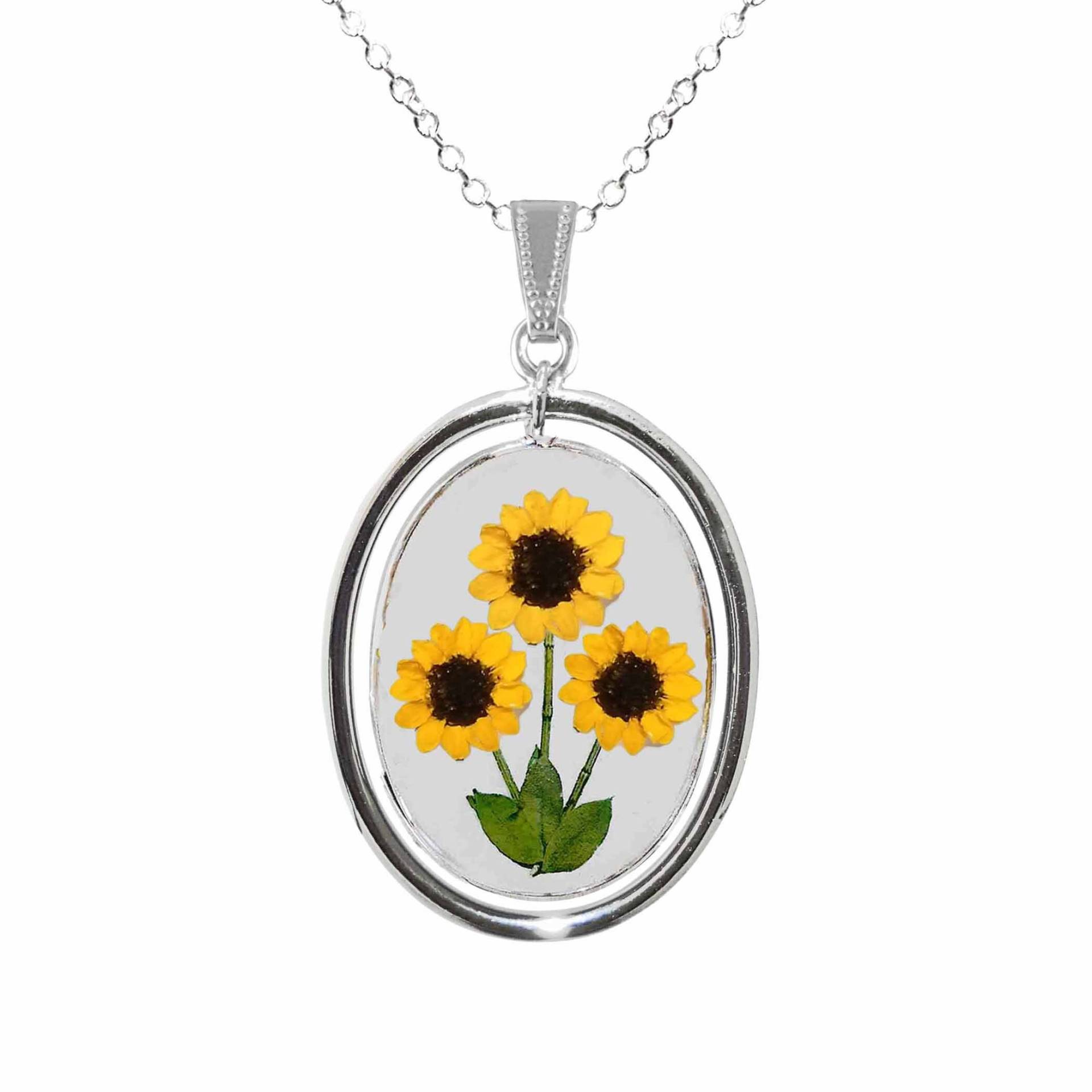 Sonnenblumen-Medaillon, Extragroß, Drehbar, Oval, Transparent Sonnenblumen-Medaillon, Extragroß, Drehbar, Oval, Transparent von flowersjewelrystudio