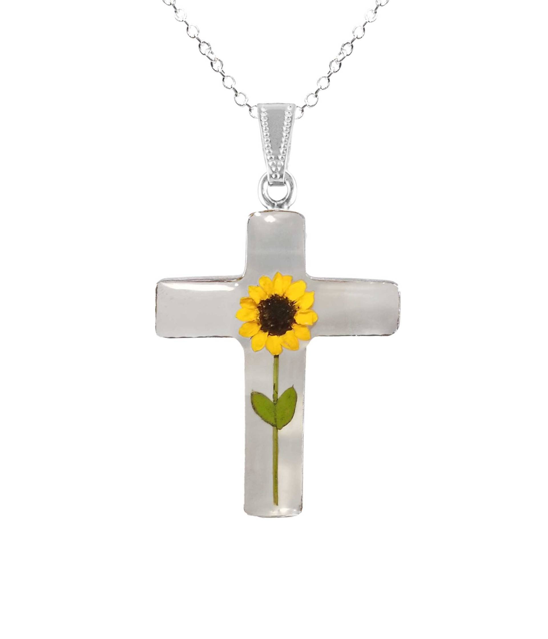 Sun Flower Großer Kreuz Anhänger, Transparent Sun Flower Großer Kreuz Anhänger, Transparent von flowersjewelrystudio