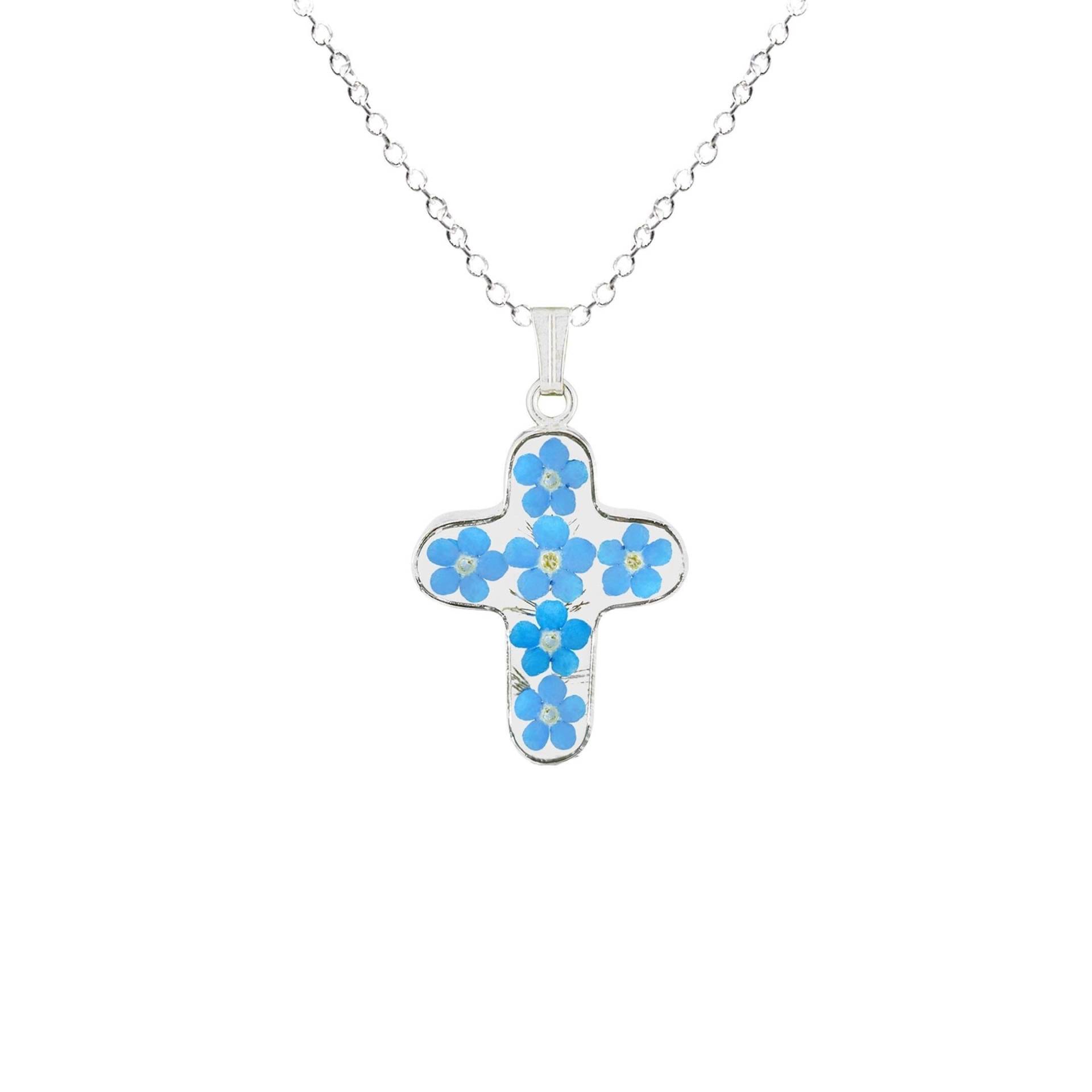 Vergissmeinnicht Halskette, Medium Cross, Transparent Vergissmeinnicht Halskette, Medium Cross, Transparent von flowersjewelrystudio