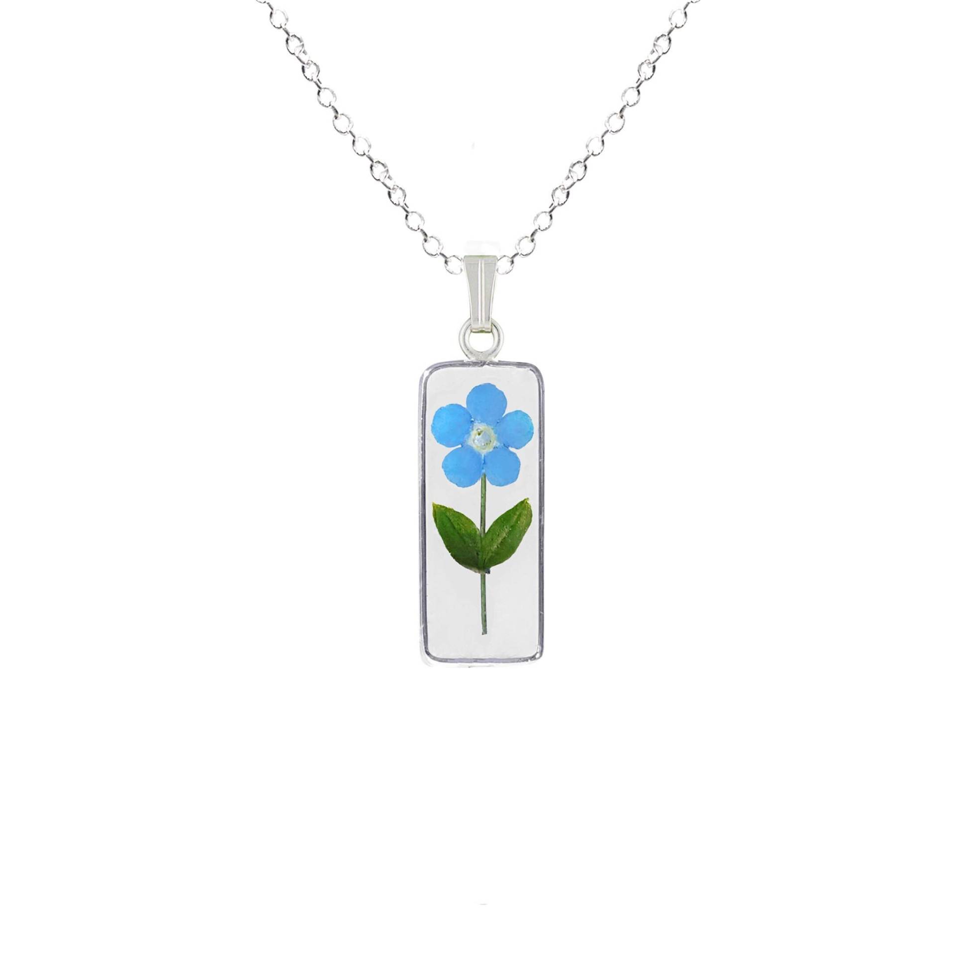 Vergissmeinnicht Halskette, Mittleres Retangle, Transparent Vergissmeinnicht Halskette, Mittleres Retangle, Transparent von flowersjewelrystudio