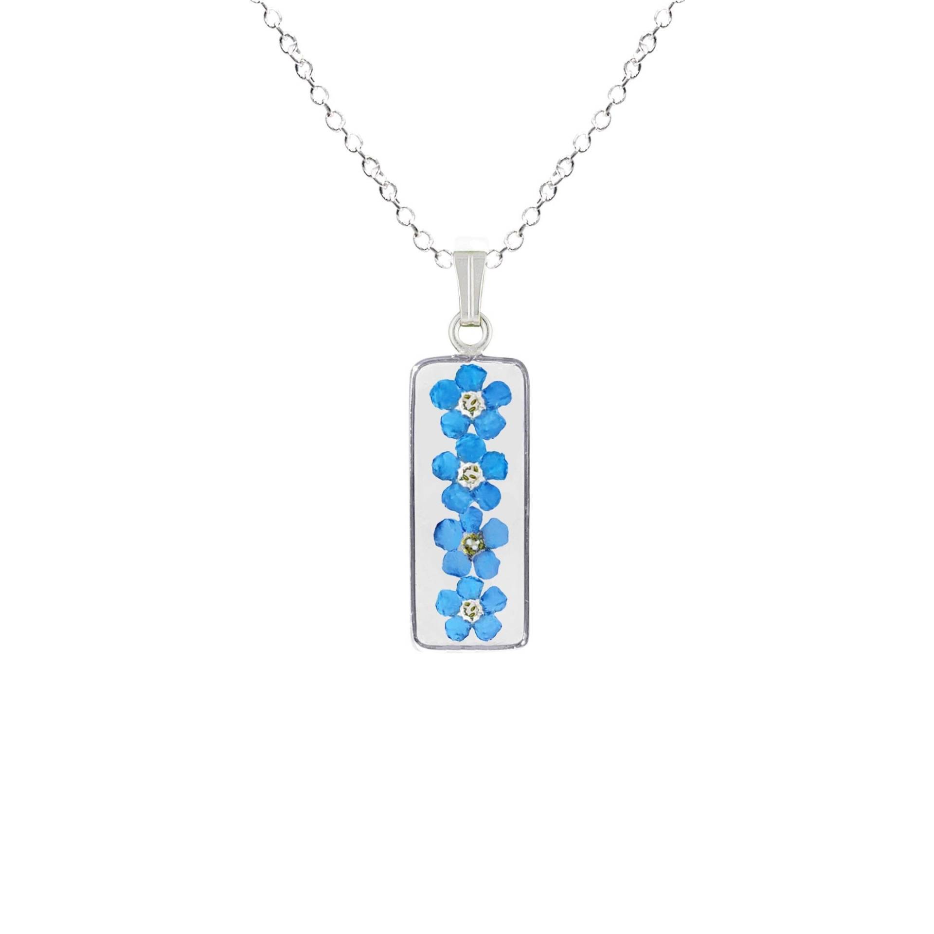 Vergissmeinnicht Halskette, Mittleres Retangle, Transparent Vergissmeinnicht Halskette, Mittleres Retangle, Transparent von flowersjewelrystudio