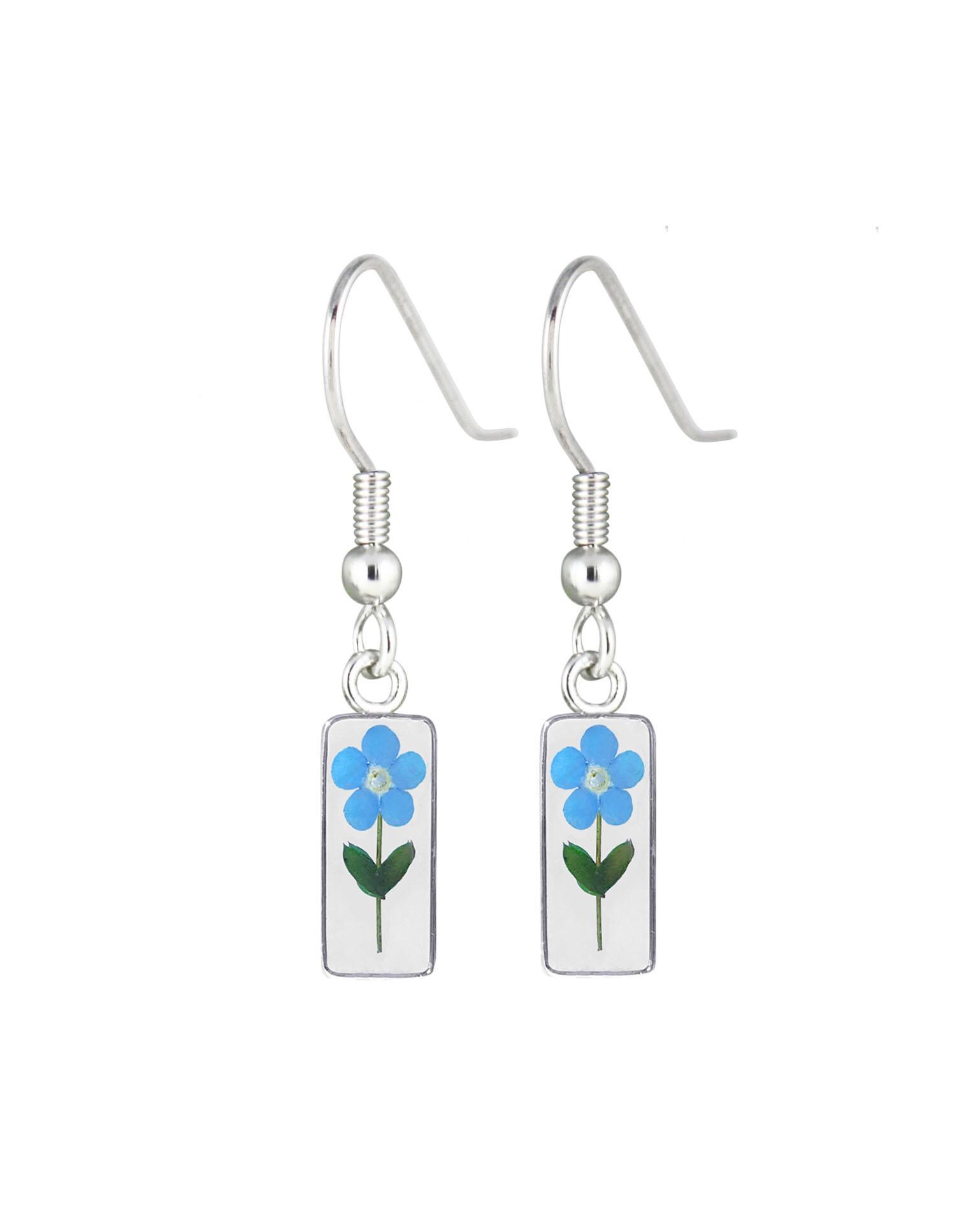 Vergissmeinnicht Ohrringe, Hängendes Rechteck, Transparent Vergissmeinnicht Ohrringe, Hängendes Rechteck, Transparent von flowersjewelrystudio