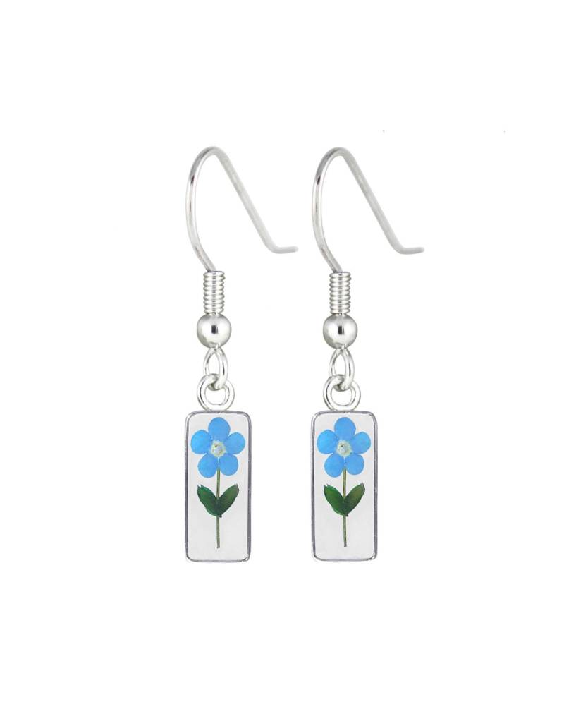 Vergissmeinnicht Ohrringe, Hängendes Rechteck, Transparent Vergissmeinnicht Ohrringe, Hängendes Rechteck, Transparent von flowersjewelrystudio