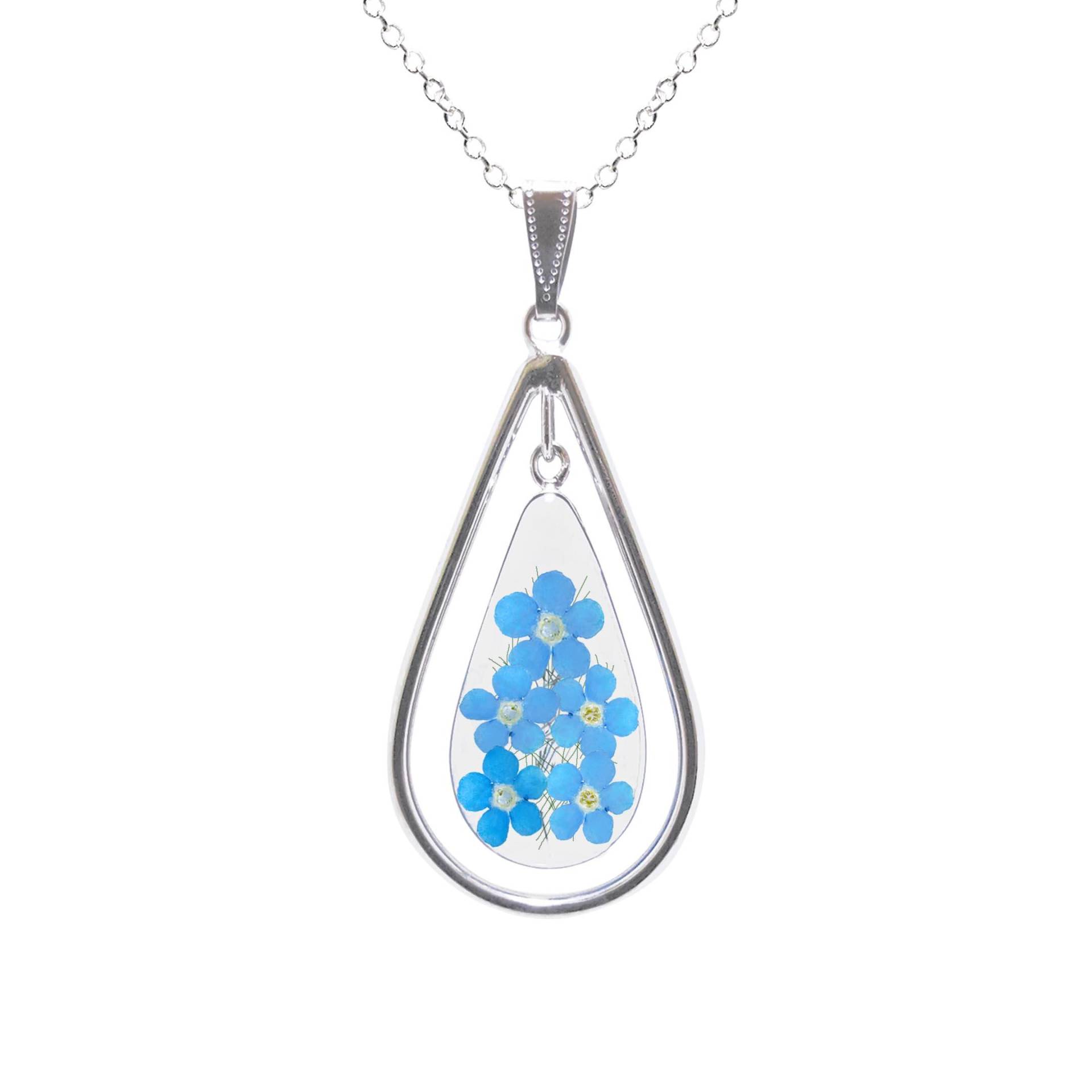 Vergissmeinnicht Xl Teardrop Medaillon, Transparent Vergissmeinnicht Xl Teardrop Medaillon, Transparent von flowersjewelrystudio