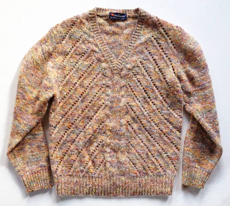 Vintage Warme Töne Wolle Neuheit Stricken Bunte Garn Pullover Italien Vintage Warme Töne Wolle Neuheit Stricken Bunte Garn Pullover Italien von flownagain