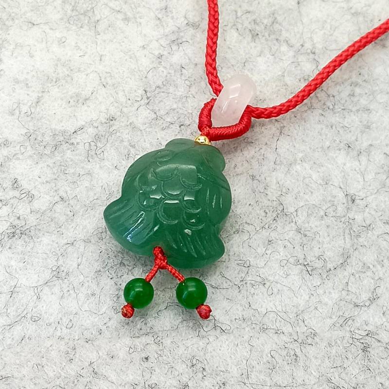 14 "Bis 28" Aventurin Jade Fisch Anhänger Handgemachte Schnur Halskette Amulett Einstellbare von flowspring