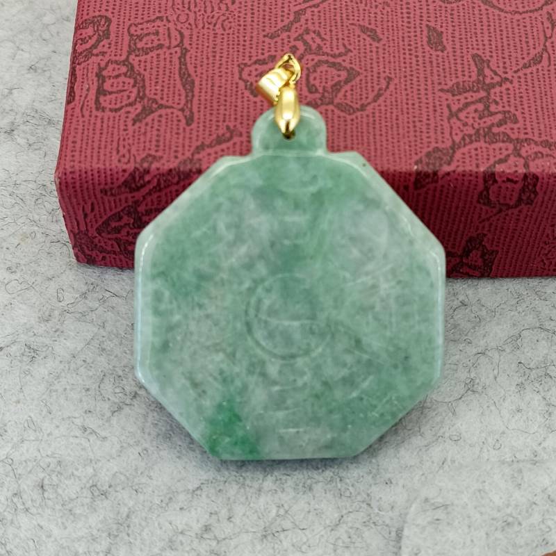 Natürliche Jadeit Anhänger Bagua Form Burma Jade Amulett Kette Halskette Mit von flowspring