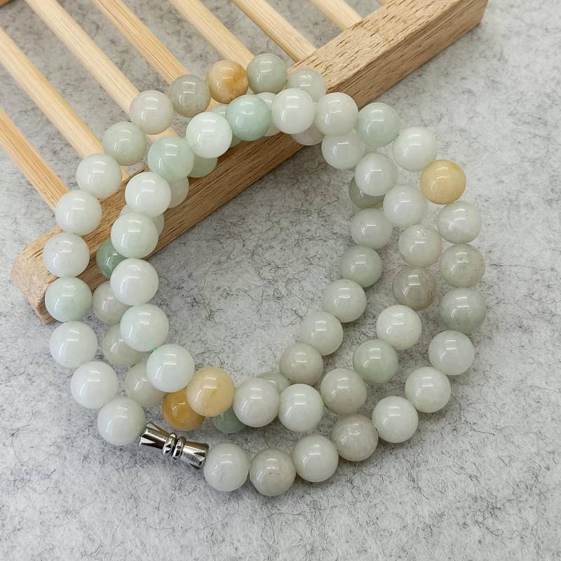 Natürliche Jadeit Runde Perlen 8 Mm Cord Halskette Edelstein Perlenkette 16-32 Zoll Optional von flowspring