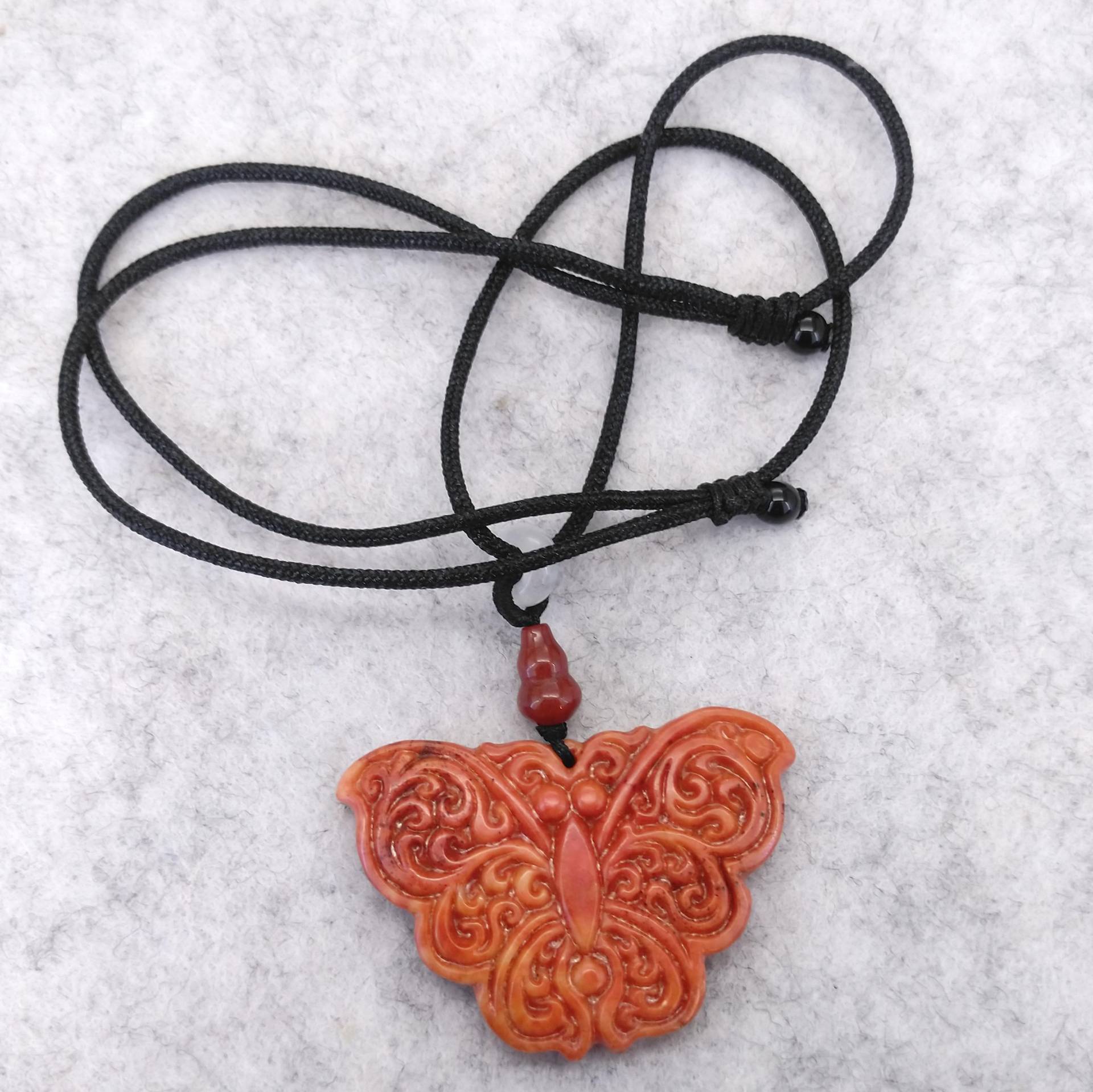 Rot Jade Schmetterling Anhänger Mit Kordel Halskette Einstellbar von flowspring