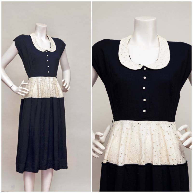 Jahrgang 50 - 60Er Jahre Kleid Mit Öse, Größe Klein Jahrgang 50 - 60Er Jahre Kleid Mit Öse, Größe Klein von flukevintage