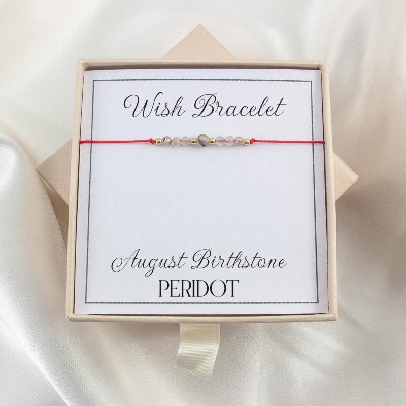 Red String Bracelet Glücksarmband Mit Peridot Geburtsstein Red String Bracelet Glücksarmband Mit Peridot Geburtsstein von flurryjewelry
