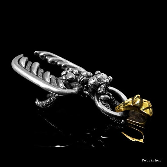 925 Sterling Silber X Messing Skull Biene Anhänger Top von flushshop