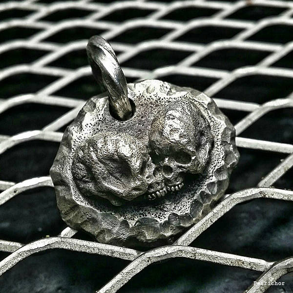 925 Sterling Silve Eternal Love Anhänger Top/Silber Totenkopf Silberschädel Schmuck Liebe Oxidierter von flushshop