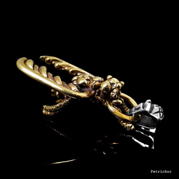 Messing X 925 Sterling Silber Skull Biene Anhänger Top von flushshop