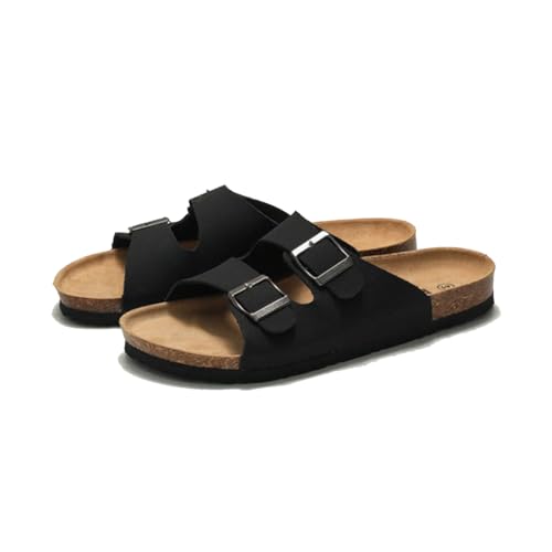 flydimund Herren Pantoletten Leder, Unisex-Slipper Sommer Drinnen, Draußen Kork Erwachsene Sandalen Hausschuhe, Mit Verstellbarer Rieme (Schwarz, Erwachsene, 45, Numerisch, EU Schuhgrößensystem, M) flydimund Herren Pantoletten Leder, Unisex-Slipper Sommer Drinnen, Draußen Kork Erwachsene Sandalen Hausschuhe, Mit Verstellbarer Rieme (Schwarz, Erwachsene, 45, Numerisch, EU Schuhgrößensystem, M) von flydimund