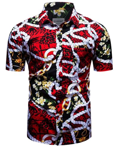 fohemr Herren Barock Hemd luxuriös Kette Muster Shirt Kurzarm Button Down Paisley Hemd Freizeithemd Rot 4X-Large fohemr Herren Barock Hemd luxuriös Kette Muster Shirt Kurzarm Button Down Paisley Hemd Freizeithemd Rot 4X-Large von fohemr