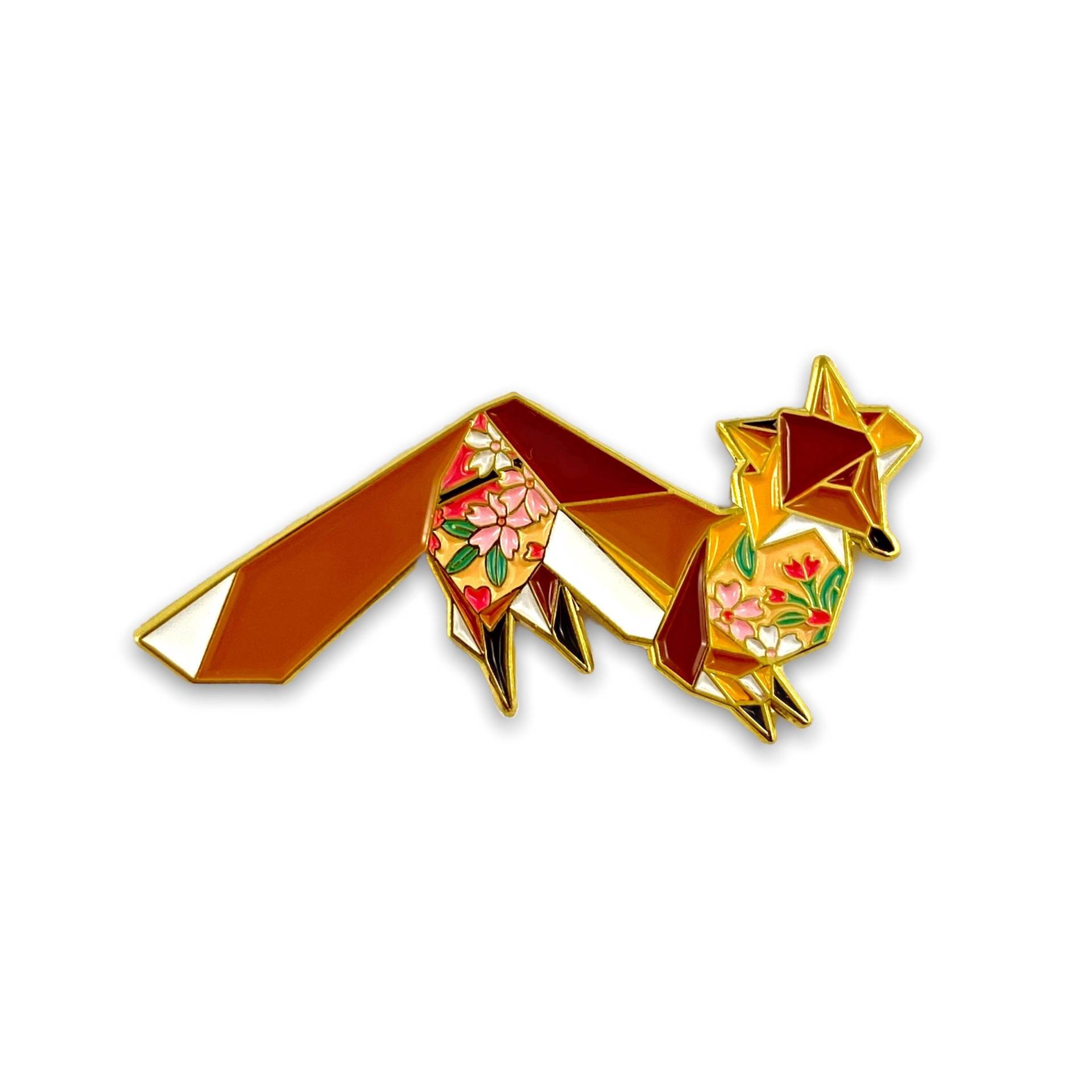 Origami Rotfuchs Emaille Pin Blumen Fuchs Schmuck von folditcreations