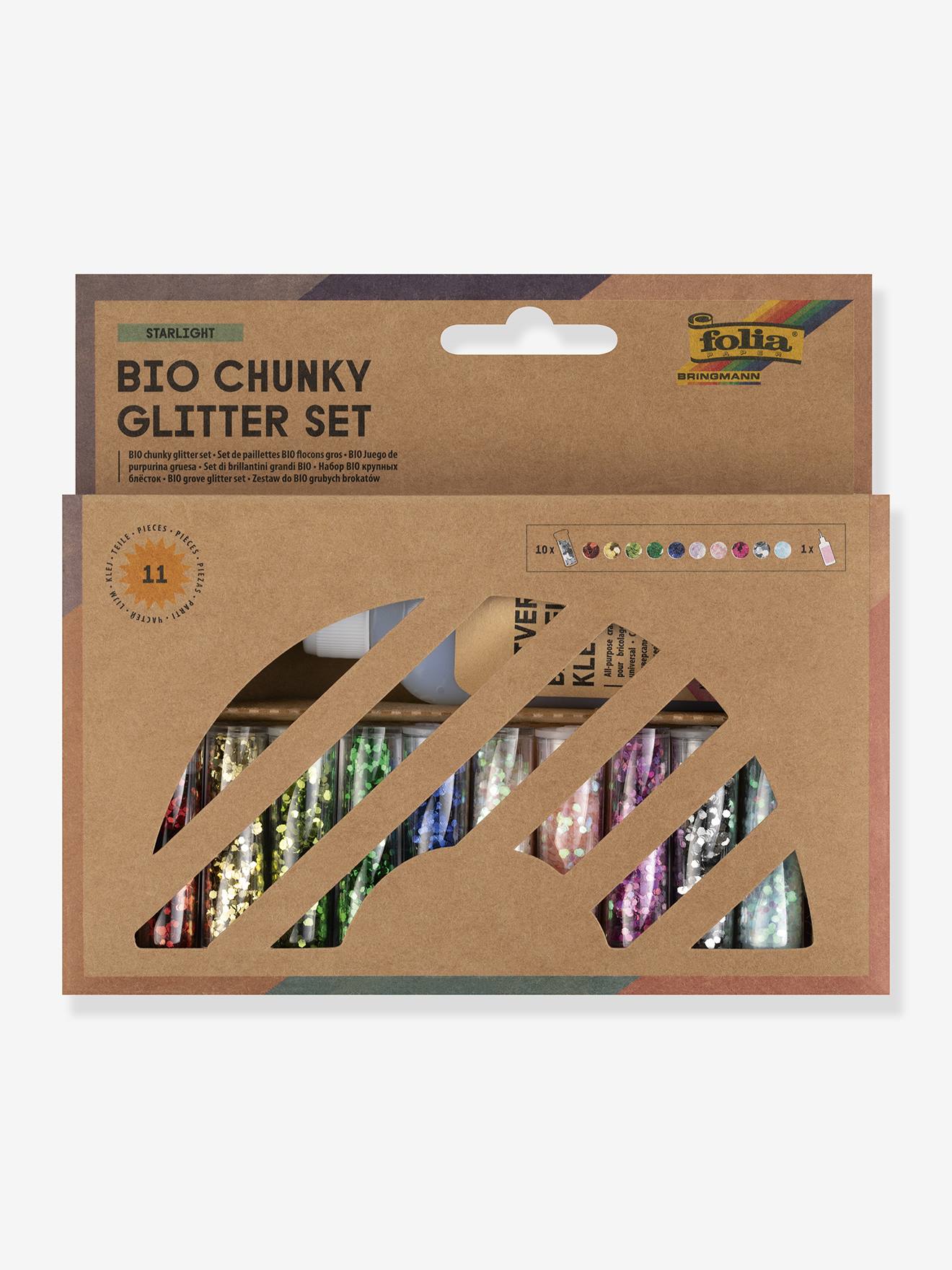 10er-Set BIO Chunky Glitter folia mit Kleber von folia