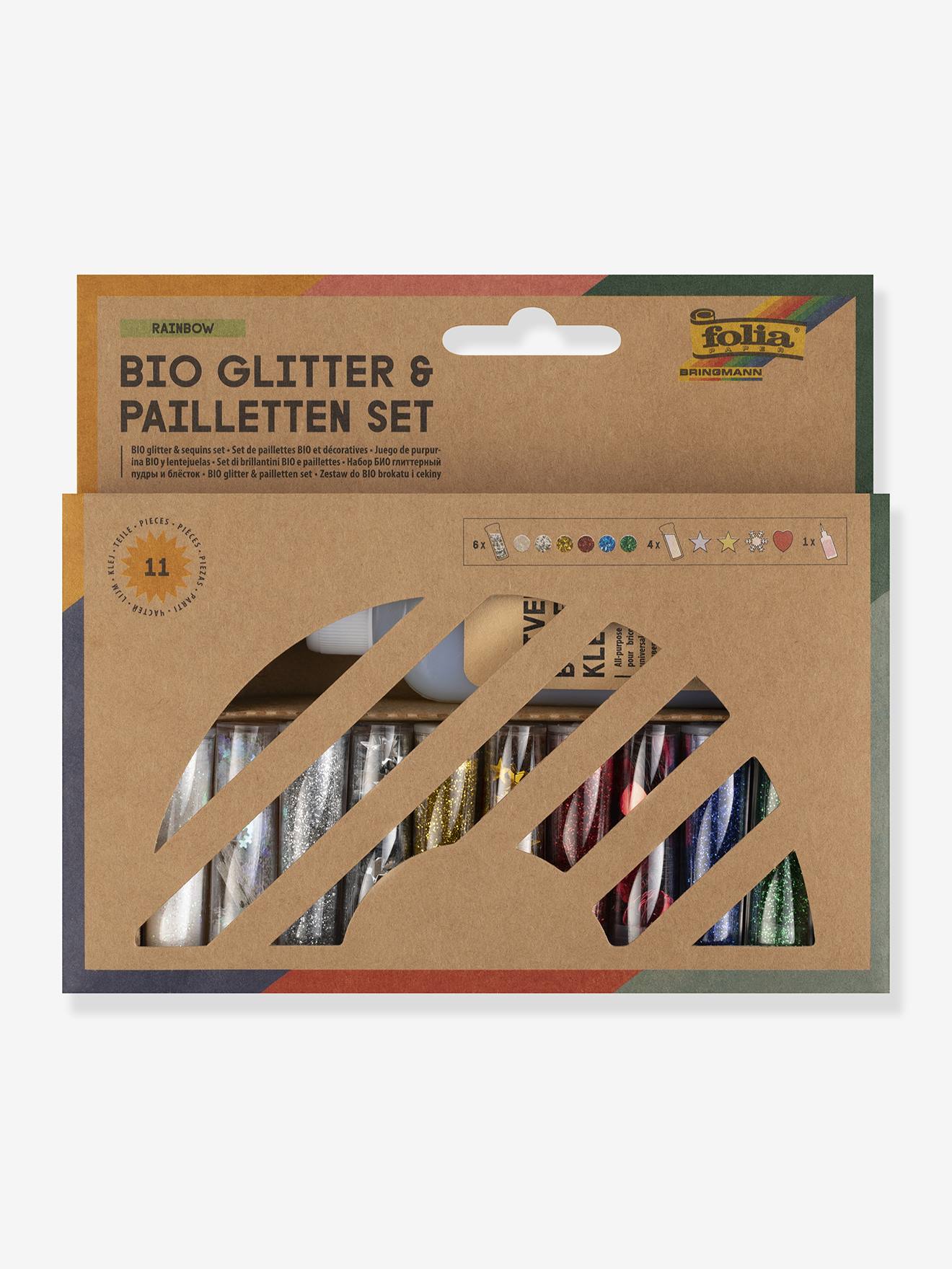 10er-Set BIO Glitter & Pailletten RAINBOW folia mit Kleber von folia