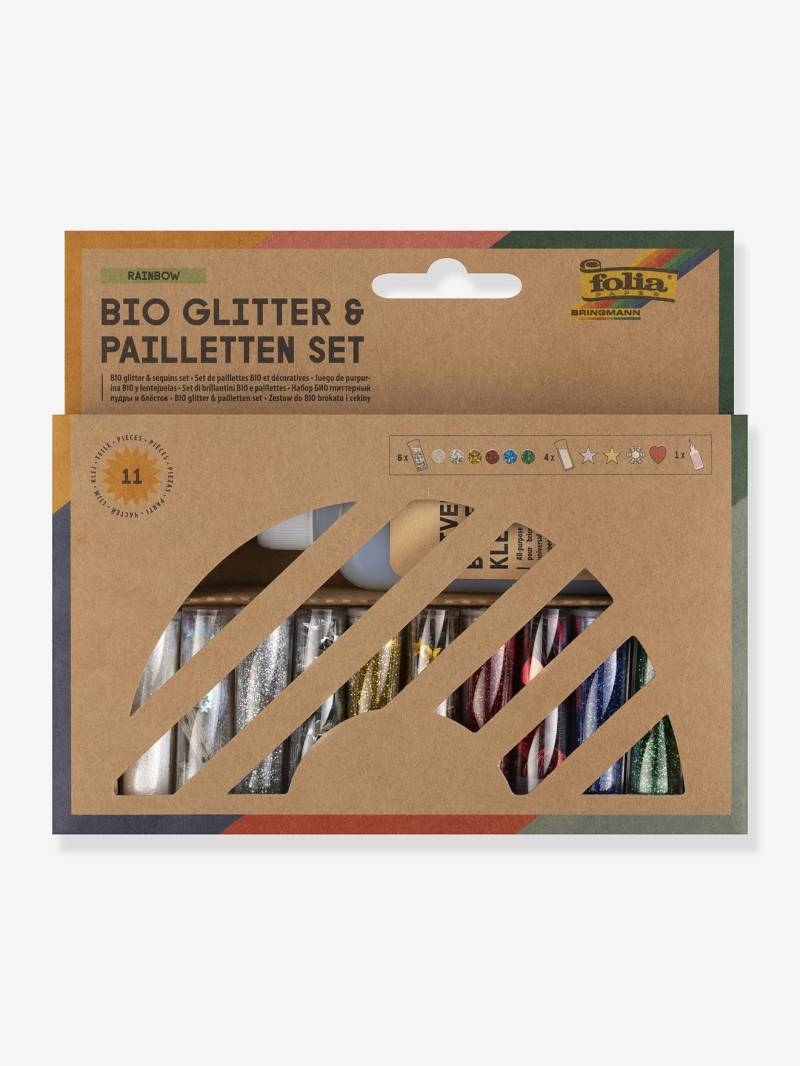 10er-Set BIO Glitter & Pailletten RAINBOW folia mit Kleber von folia