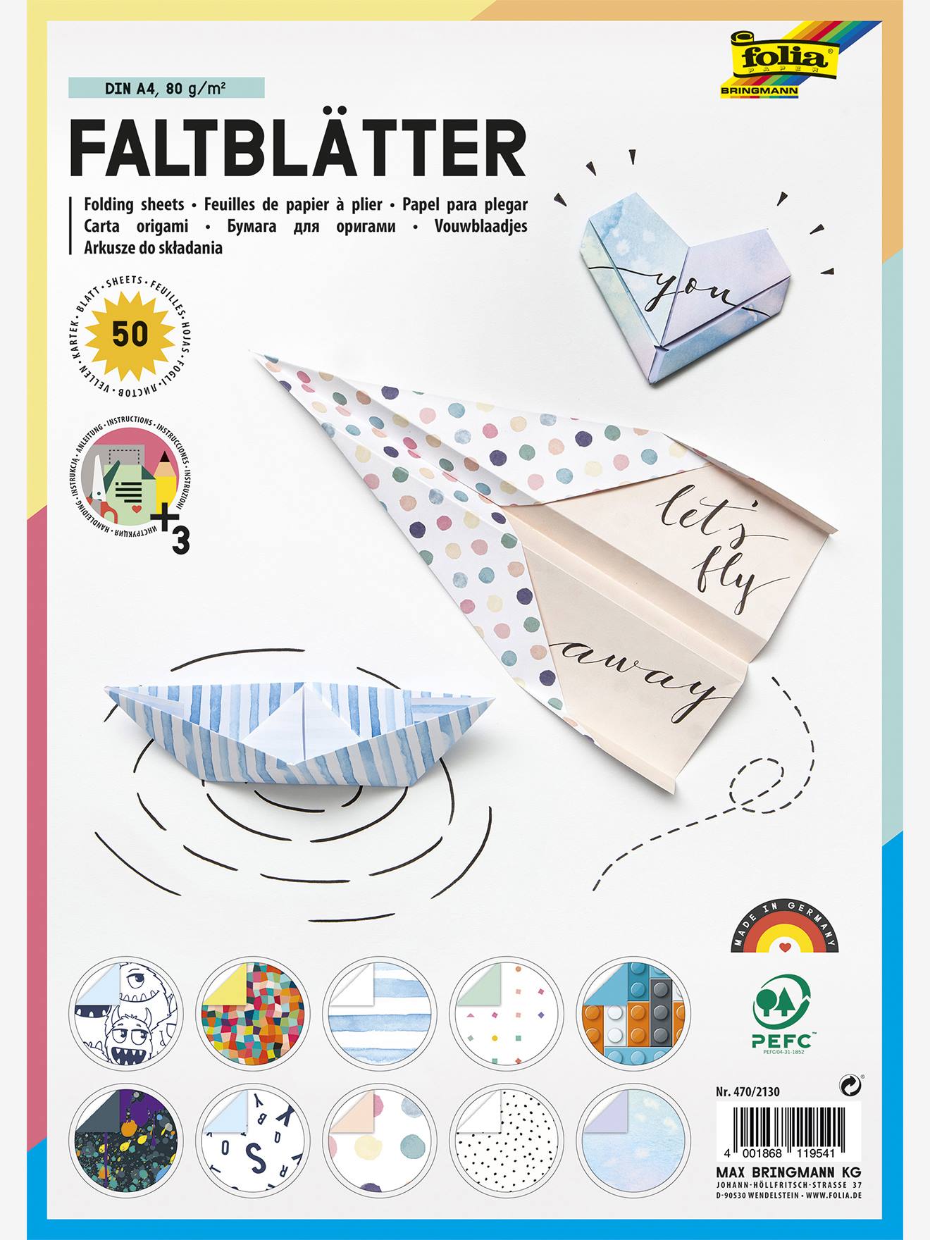 Bedrucktes Origamipapier folia DIN A4 von folia