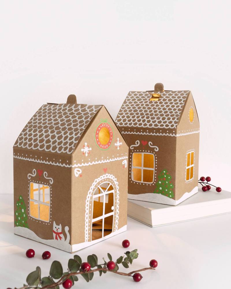 Kraftkarton-Häuschen BLANKO 6er-Set Kinder folia cappuccino von folia