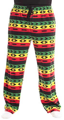 #followMe Microfleece Herren Pyjamahose mit Taschen, Rasta Tribal, Klein von #followme