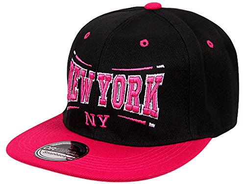 Cappy Baseballcap NEW YORK Hip Hop Schirmmütze Mütze Käppi Schwarz Pink Streetware von foolonli