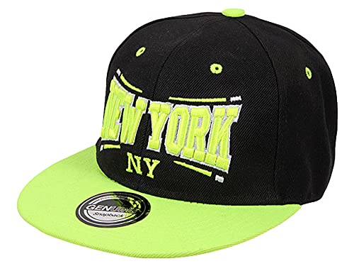 Cappy Baseballcap New York Hip Hop Schirmmütze Mütze Käppi Schwarz Neongrün Streetware von foolonli