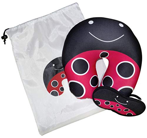 Reiseset Kinder Käfer Marienkäfer 2-teilig Nackenhörnchen Schlafmaske inkl. Tragebeutel Polyester schlafen von foolonli
