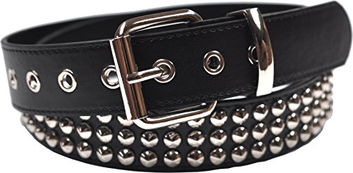foolsGold Leder 3 Reihe Konische Bolzen Spikes Gürtel Schwarz (32" - 36 ") von foolsGold