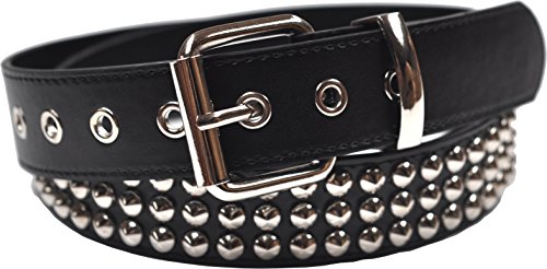 foolsGold Leder 3 Reihe Konische Bolzen Spikes Gürtel Schwarz Groß (36" - 40") von foolsGold