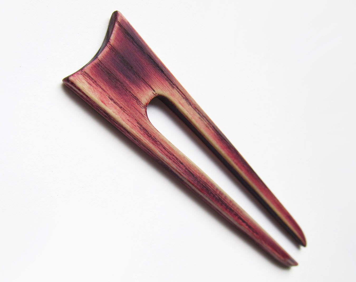 Haarforke Aus Holz, Haarforke, 2 Zinken, Lila, Rosa, Haarstab, Haarnadel, Haarstab von forEVAhairforks