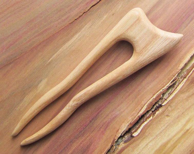 Haarforke Aus Holz, Haarforke, Haarstab, Zwei Zinken, Eschenholz, Haarnadel, 2 Haarforke, Haarnadel von forEVAhairforks