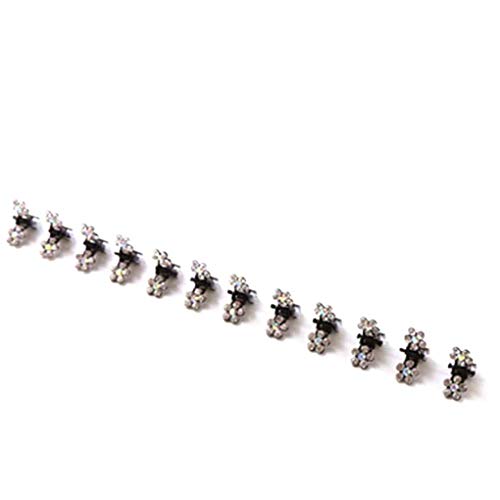 forbestest 12 STÜCKE Mädchen Frauen Kleine Kristall Blumen Metall Haargreifer Kinder Mini Strass Haarspange Kinder Haar Oranment Clips Baby Haarnadeln Farbe von forbestest