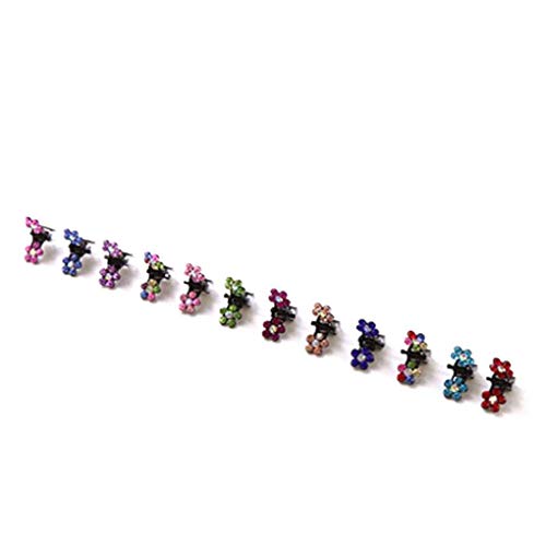 forbestest 12 STÜCKE Mädchen Frauen Kleine Kristall Blumen Metall Haargreifer Kinder Mini Strass Haarspange Kinder Haar Oranment Clips Baby Haarnadeln Farbe von forbestest