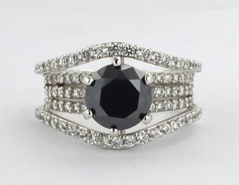2.10 Carat Black Diamond Engagement Ring 925 Sterling Silver Round Brilliant Cut Anniversary Certified 2.10 Carat Black Diamond Engagement Ring 925 Sterling Silver Round Brilliant Cut Anniversary Certified von foreverjewelry1