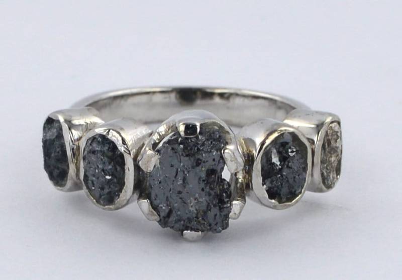 4.50 Ct Black Natural Rough Diamond 925 Sterling Sliver Ring /14/18K Rose, Yellow, White Gold 4.50 Ct Black Natural Rough Diamond 925 Sterling Sliver Ring /14/18K Rose, Yellow, White Gold von foreverjewelry1