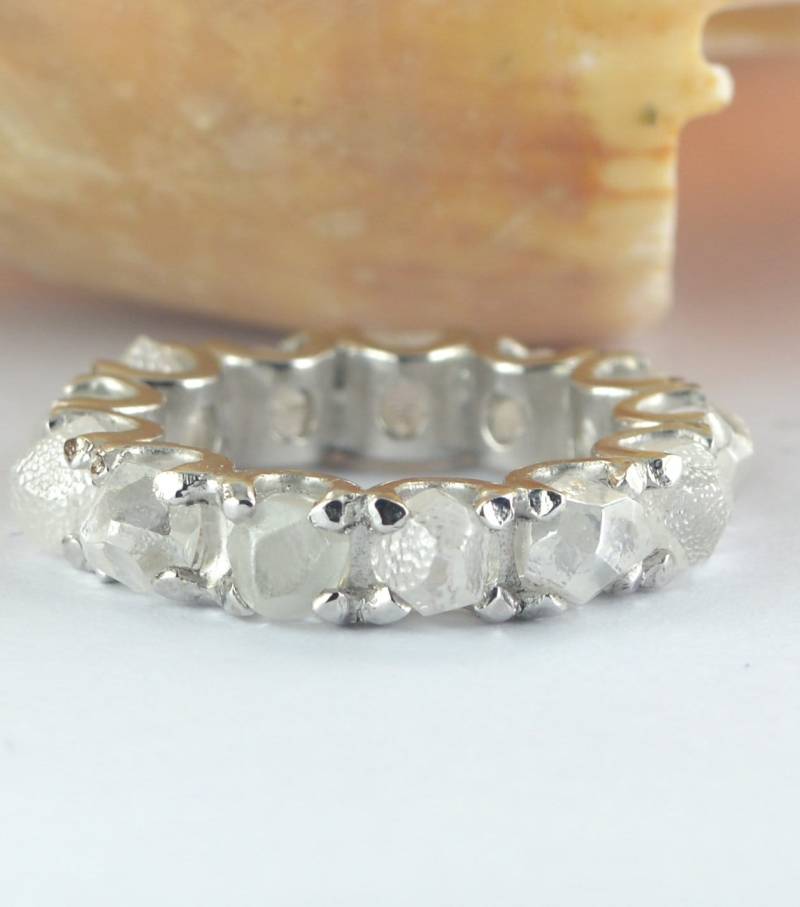 6.00 Ct White Natural Rough Diamond 14/18K Rose, Yellow, White Gold Band 6.00 Ct White Natural Rough Diamond 14/18K Rose, Yellow, White Gold Band von foreverjewelry1