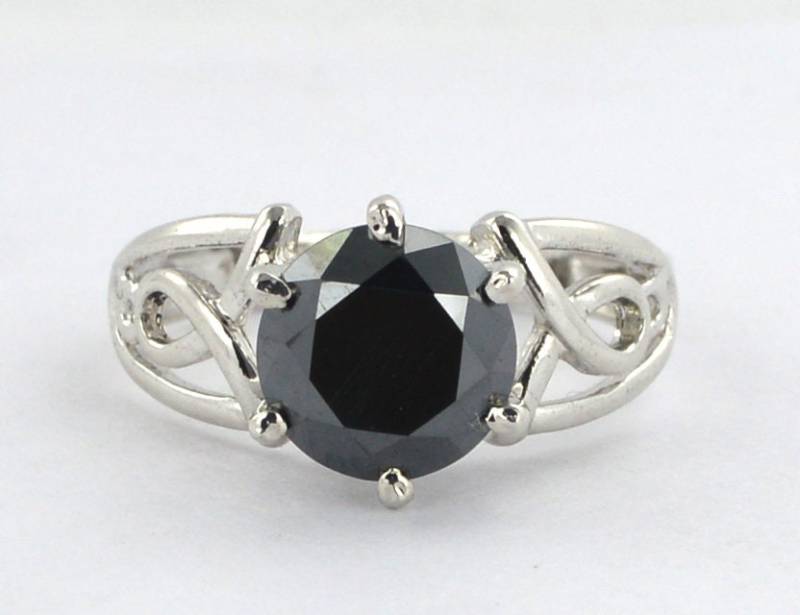 Amazing Ring Certified 14K Solid White Gold 2.10 Ct Round Cut Genuine Black Diamond Engagement Ring Amazing Ring Certified 14K Solid White Gold 2.10 Ct Round Cut Genuine Black Diamond Engagement Ring von foreverjewelry1